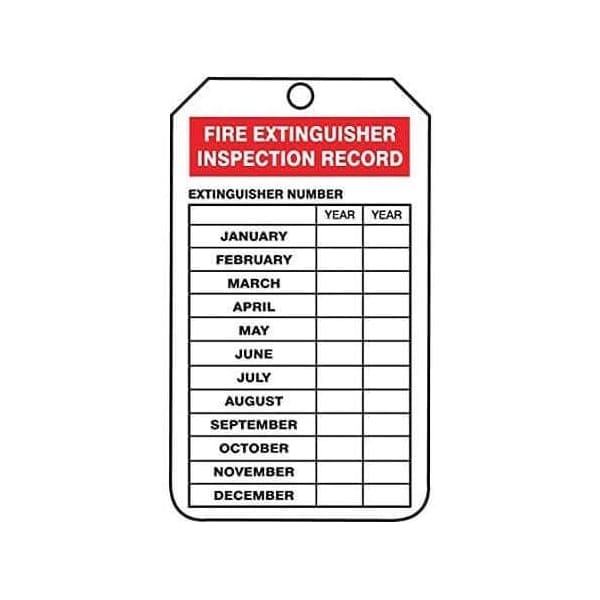Accuform Mini Safety Tags, FIRE EXTINGUISHER INSPECTION RECORD, 4.25in x 2.125in, RP-Plastic, 25PK TRM101PTP - main